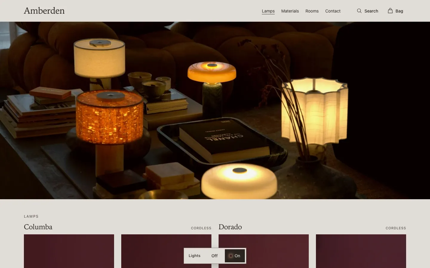 The Amberden homepage after the redesign.