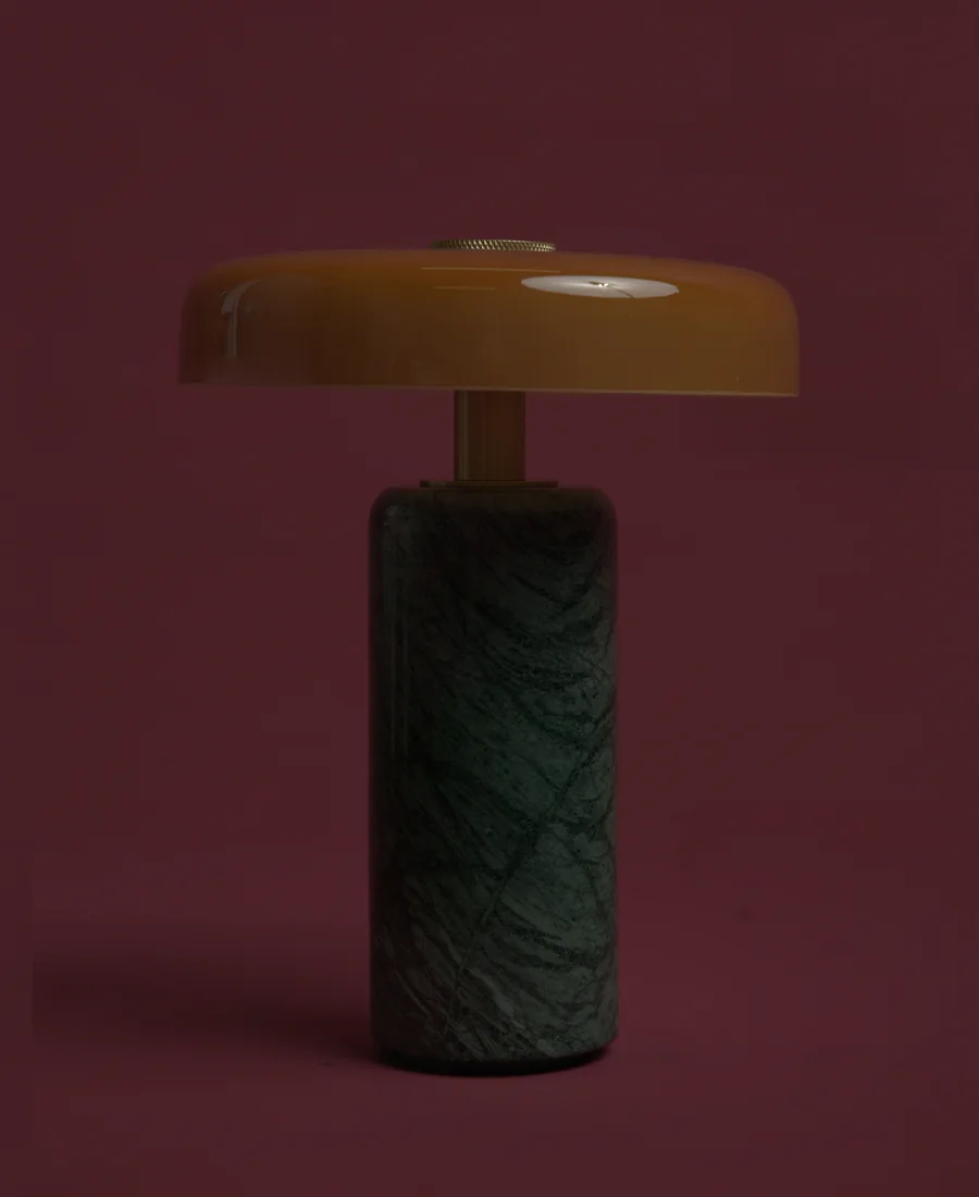 The same lamp, unlit.