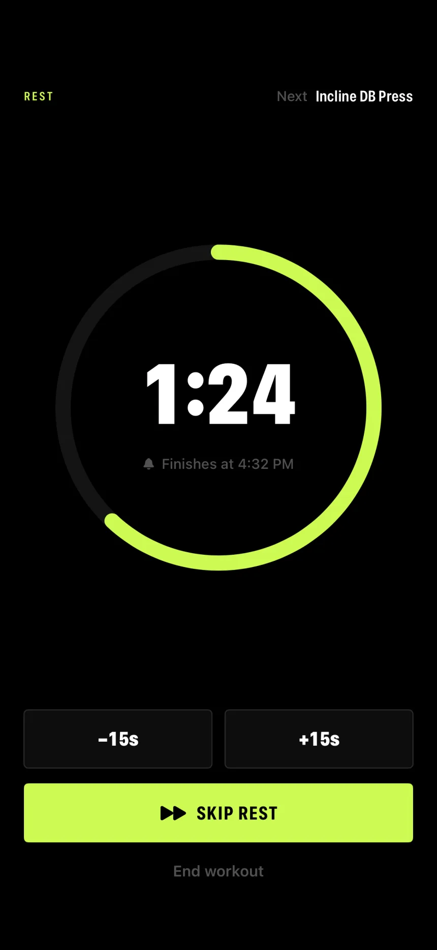 Rest timer between sets