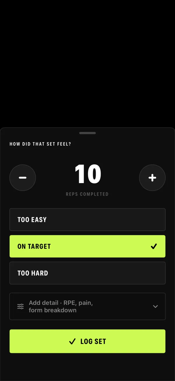 The app · shipped — Set feel option
