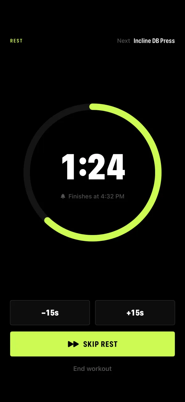 The app · shipped — Rest timer option