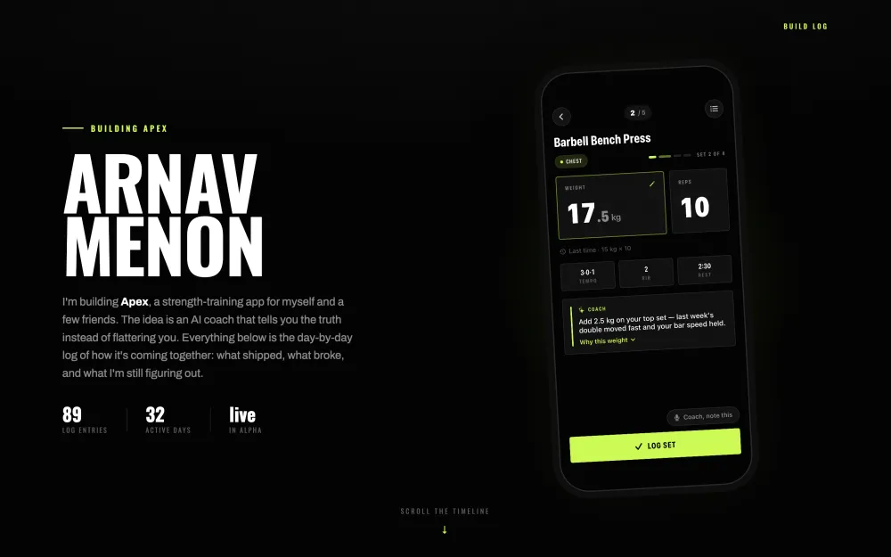 The site · the hero — Nameplate option
