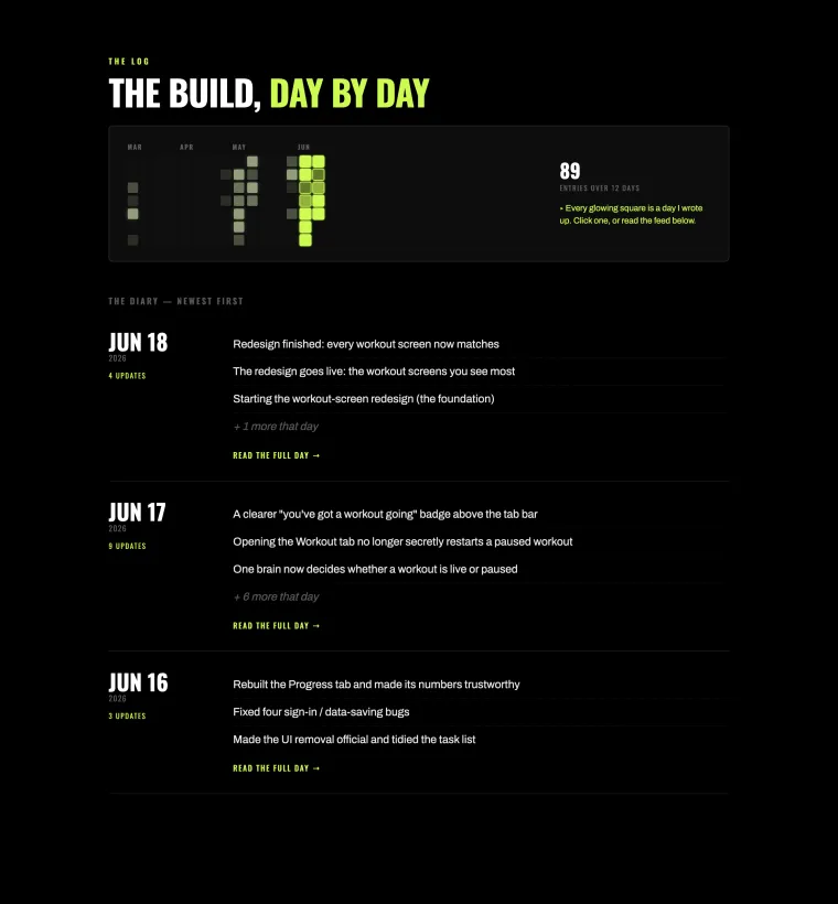 The site · the build feed — Journal feed option